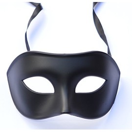 FHS Men's Mask Black Matt Classic Style Venetian Mask, Masquerade, Burlesque Ball Party