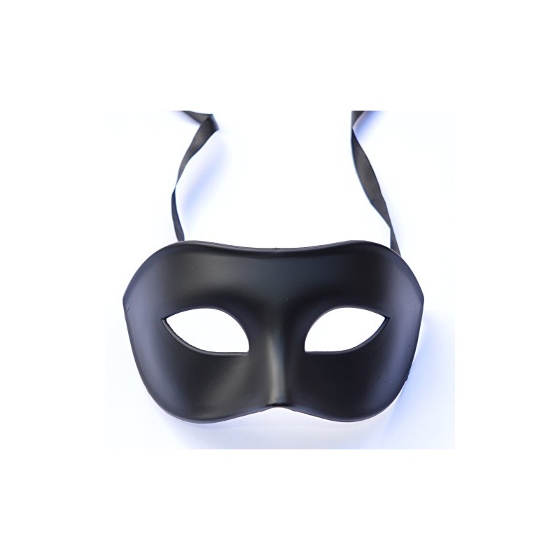 FHS Men's Mask Black Matt Classic Style Venetian Mask, Masquerade,