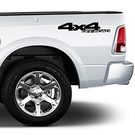 Rear Bed 4x4 Offroad Vinyl Decal Sticker Compatible with Dodge Ram 1500 2550 3500 Pair (Matte Black)