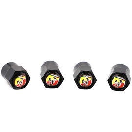 XDG 4Pcs Metal Car Tire Valve Stem Caps Waterproof Cover for Scorpion Abarth Logo Emblem for Fit for Fiat Abarth Punto 124/125/125/500 Stilo Styling Decoration Accessories (Black)