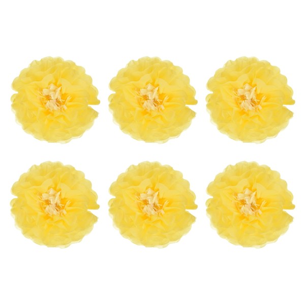 Rebower 6 Pcs Yellow Paper Flowers, 12" 3D Tissue Paper