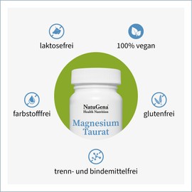 NautuGena Magnesium Taurate / Magnesium in Taurate Form / High Bioavailability / 120 Capsules (60 Day Pack)