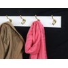 PEG AND RAIL White Coat Rack with Solid Brass Hat