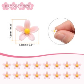CoCud Mini Resin Flower, 0.31" Diameter, Miniature Tiny Flowers Dollhouse Pink - (Applications: for Fairy Garden Dollhouse Decorations Party Favors Micro Landscaping Nail Art) 100-Pieces