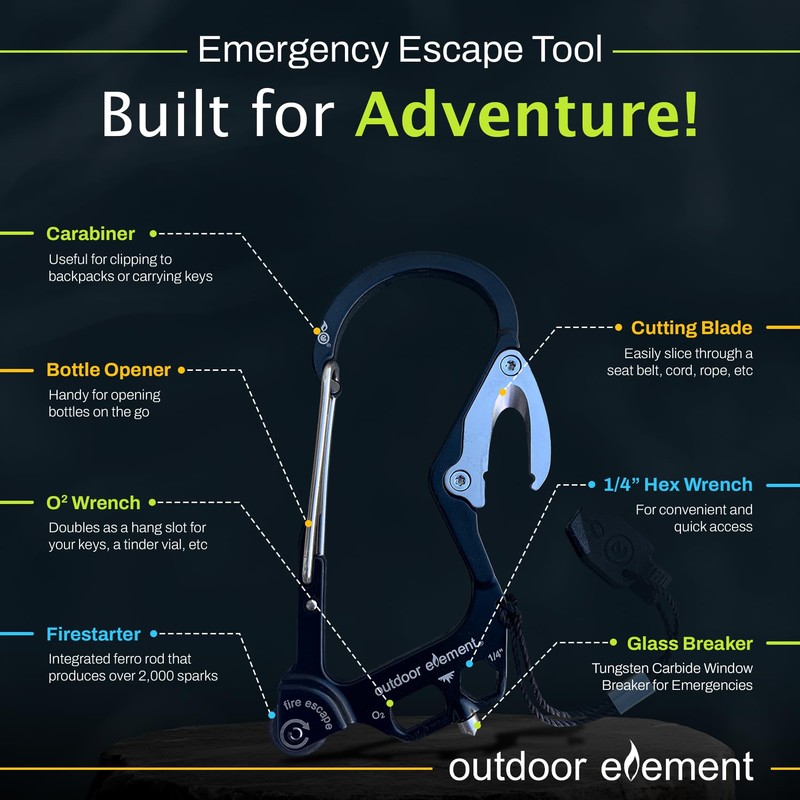 Outdoor Element, Multi-tool for Outdoor Camping, Fire Escape, Multi-functional Tool,