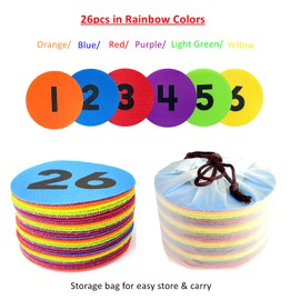 Carpet Dots with Number 1-26,4 Inch Circle Sitting Spots Markers,6 Colors Carpet Markers for Classroom,Floor Dots for Teacher Supplies(26pcs)