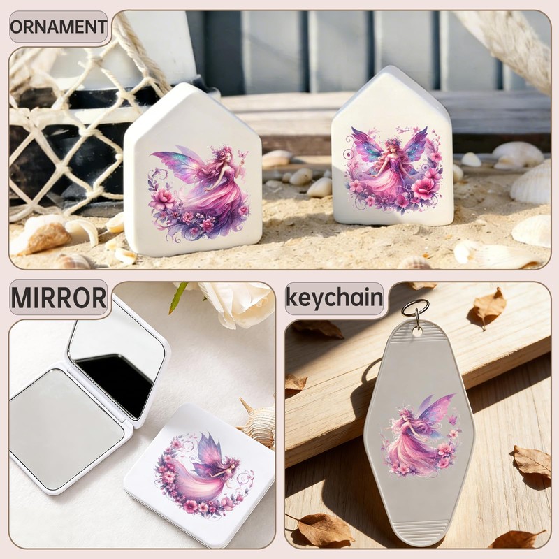 105PCS Watercolor Cute Fairy UV DTF Stickers for Keychains