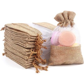 KIMOBER 24pcs Burlap Drawstring Gift Bag,Organza Treat Bag Pouch for Wedding Jewelry Baby Shower Party Favour Supply,5 X 7 Inch