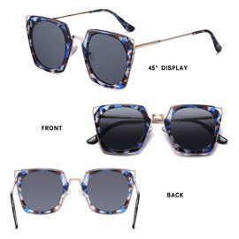 DUCO Vintage Square Cat Eye Sunglasses for Women Metal Frame Polarized Sun Glasses UV Protection W001