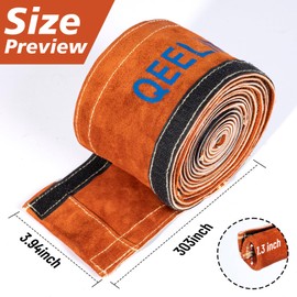 QeeLink TIG Welding Torch Cable Cover Flame Resistant Leather Brown Cover 12 & 25 Feet (25 Feet, 7.6 Meters)