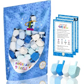 25-Pack Hanukkah Blue and White Plastic Pastel Colored Dreidel, for Children, Boys and Girls, Party Favors