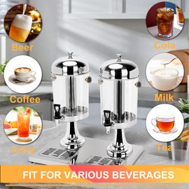 Beverage Dispenser, 4.4 Gallon Drink Dispensers for Parties with Ice Core and Drip Trays, Stainless Steel Dual Catering Cold Beverage Dispenser with Stand for Parties, Wedding, Hotel Buffet, Banquet