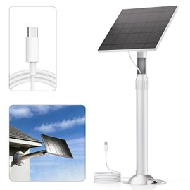 Solar Panel for Ring Camera, 5W Solar Charger Fast Charge, Telescopic Pole & 360° Swivel, 10ft USB-C Cable, IP65 Weatherproof, for Ring Battery Outdoor Security Cameras, Perfect for Reaching Sunlight