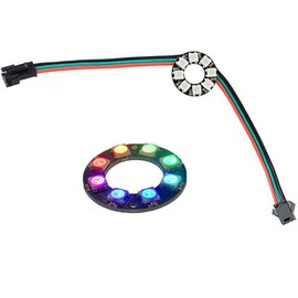 Sparkleiot 8 Bits WS2812 Addressable LED Ring with SM2.54-3P Wire, DC5V WS2812B 5050 RGB LED with Built-in Drivers Pixels Individual Controlling for Arduino Pi ESP8266 ESP32 Nodemcu (8 bits)