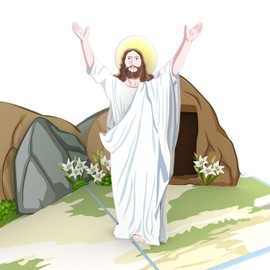 UNIPOP Religious Easter Pop Up Card, Religious Easter Card, Happy Easter Card for Parents, 3D Easter Card, Easter Card for Mother, Catholic Easter Card