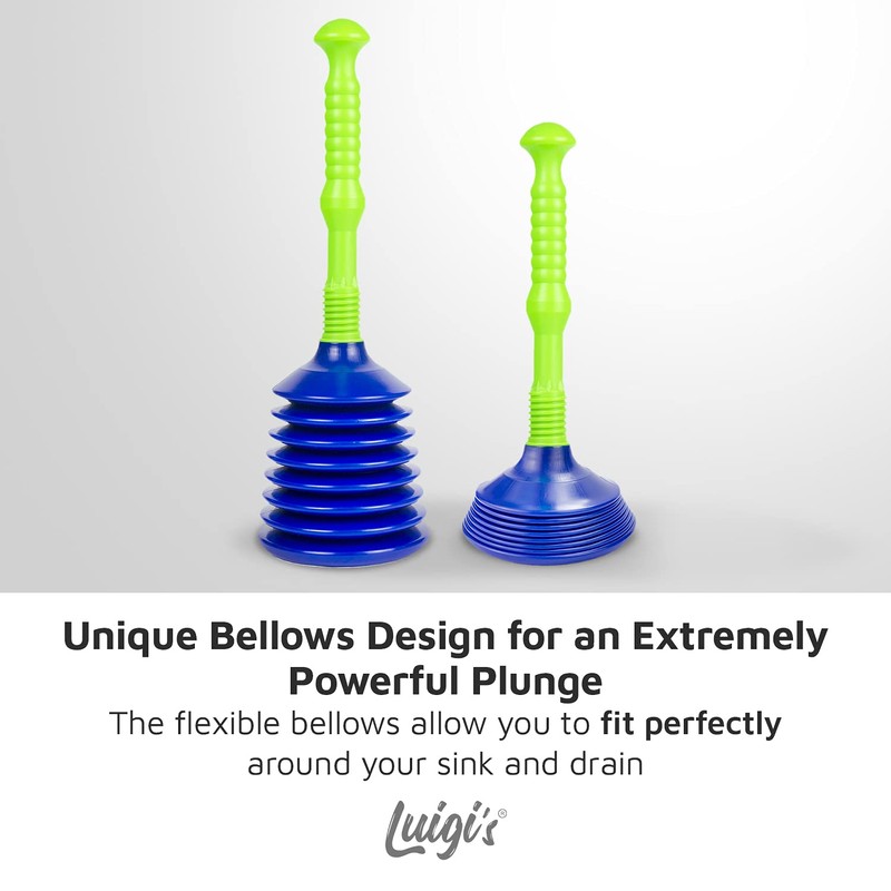 Luigi's Large Drain Plunger for Kitchens, Bathrooms, Baths, Waste Pipes