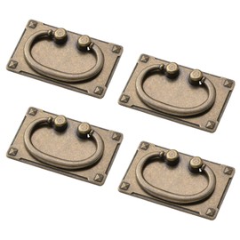INCREWAY 4Pcs Pull Handle, Furniture Ring Pulls Antique Drawer Pulls, Cabinet Flatback Hardware Handles for Kitchen Cabinet Dresser（Coffee Bronze）