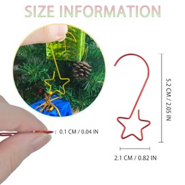 IAXSEE 150 PCS Ornament Hooks Multicolor Christmas Ornament Hooks Christmas Tree Decoration S-Shaped Hangers Wire Hooks with Box Red Green Yellow (Star Shape)