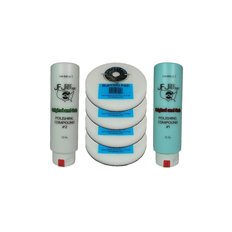 JFJ Combo Pack: 4 Buffing Pads, 2 Polish Compounds (#1