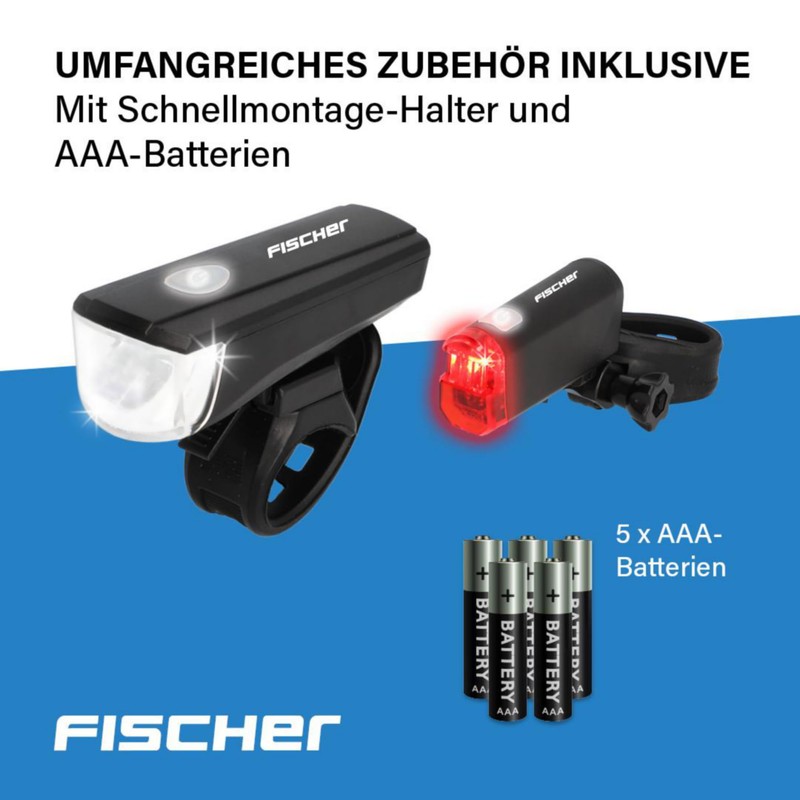 Fischer Set di luci a LED per bicicletta, con tecnologia