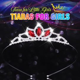 CAKURE Rhinestone Tiara Princess Crown and Tiaras Sparkly Birthday Hair Accessories for Women and Girls (f-red, one size)
