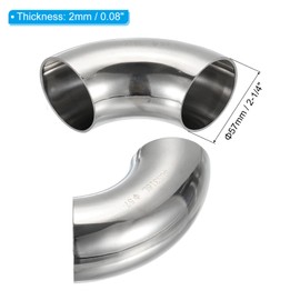 PATIKIL 90 Degree Mandrel Bend Elbow, 2 1/4 Inch OD Steel Exhaust Elbow Exhaust Piping Connector 316 Stainless Steel for Exhaust Pipe Stair Handrail HVAC