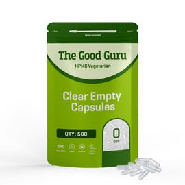 The Good Guru Clear Empty Vegetarian Capsules Size 0 | Qty 500 Gluten Free, Non-GMO, Includes Micro Lab Spoon