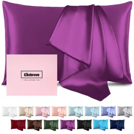 Silk Pillowcase for Hair and Skin Mulberry Silk Pillowcase Soft Breathable Smooth Both Sided Natural Silk Pillowcase with Zipper Beauty Sleep Silk Pillow Case 1 Pack for Gift (Standard, Purple)