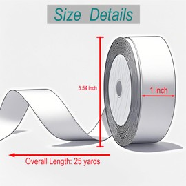 25 Yards 1 Inch Wide White Color Satin Ribbon, Gift Ribbon for Present Wrapping, Decorative Holiday Bow, Polyester Silk for Wedding Bouquets Decor, DIY Bows & Floral Arrangements