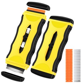 DEKEones Razor Blade Scraper, 2 Pack 2-in-1 Scraper Tool with 5Pcs Plastic Blades and 5 Pcs Metal Blades, Multifunctional Cleaning Razor Scraper for Stickers, Decals, Cooktop, Oven（Yellow）