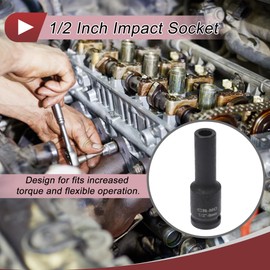 HEROFFIX 1 Pcs Impact Socket Durable Hardware Tool 78mm Black High Carbon Steel 12 Point 9mm for Car Motorcycle Dirtbike Repair 1/2 Inch Drive