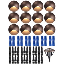 LEONLITE 12-Pack Recessed Low Voltage LED Deck Light Anti-Glare, 12-24V AC/DC Recessed LED Step Riser Light, IP65 Outdoor Step Stair Lights, 3000K Warm White, Aluminum Housing Oil Rubbed Bronze