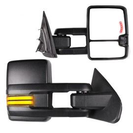 SCITOO Towing Mirrors Compatible with 2014-2018 For Chevy For GMC 1500 2015-2019 For Chevy For GMC 2500/3500 HD A Pair Power Adjusted,Heated,Back Up Light,LED Turn Signal Light,Running Light