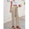 Puimentiua Women Linen Pants Lightweight Capri Pants with Lace Side