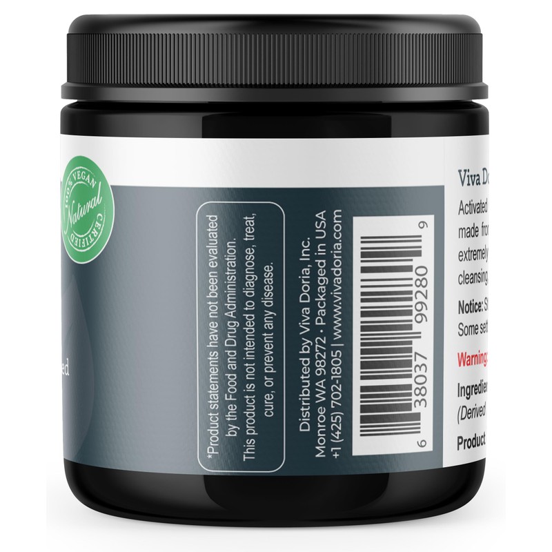 Viva Doria Virgin Activated Charcoal Powder, Coconut Shell Derived, Food