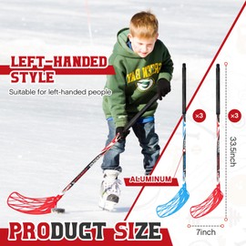 Leyndo 6 Pcs Floorball Sticks 33.5 Inches/ 85 cm Round Alloy Shaft Floorball Hockey Stick, Red and Blue, Left Handed