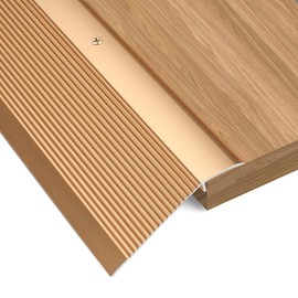 Heneymo Aluminum Floor Transition Strip, Door Thresholds Bridge The Height from 0.4″to 1.6″, for Wood, Tile, Carpet Laminate, Vinyl, Concrete, Size 36″×3.9″×0.35″ (Gold)