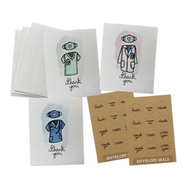 The Scrubs Set - 24 Thank You Cards with Envelopes & Kraft Sticker Seals - Gifts for Nurses, Doctors, Healthcare Workers, & Medical Professionals