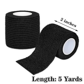 Tindobewan 8 Rolls Cohesive Bandage 2” x 5 Yards Self Adherent Bandage Wrap Breathable Vet Tape Elastic Adhesive Bandage for Sports, Wrist, Ankle, Tattoo Wraps(Black)