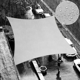 ShadeMart 12' x 12' Grey Square Waterproof Sun Shade Sail UPF50 Canopy Awning Shelter & 95% UV Blockage UV & Water Resistant smTADR0712, Outdoor Patio Garden Carport (We Make Custom Size)