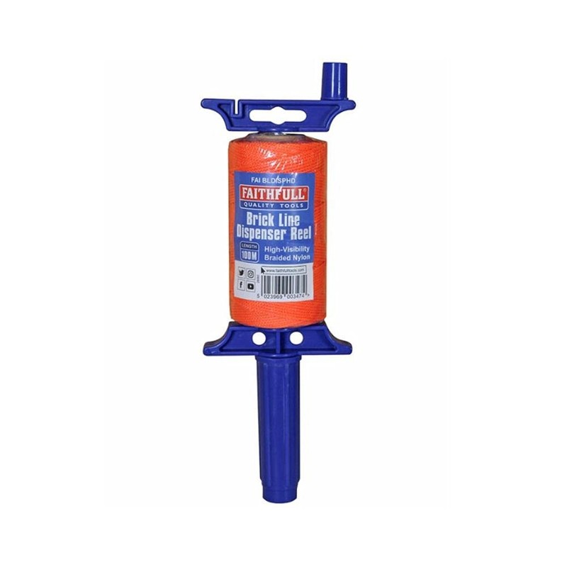 Faithfull FAIBLDISPHD Brick Line Dispenser Reel with Hi-Vis Braided Nylon