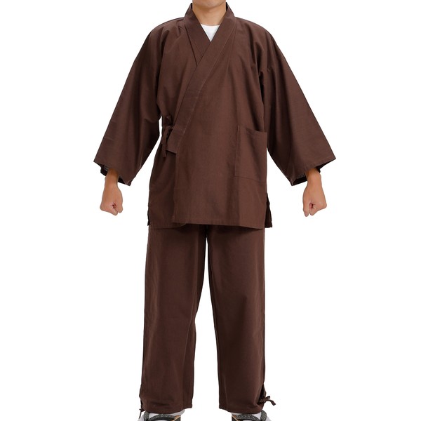 Edoten Samue Kimono pijamas tradicional japonesa, Marrón, Grande