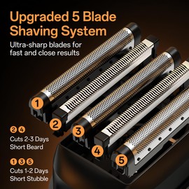 Electric Razor for Men, 5-Blade Portable Foil Shaver