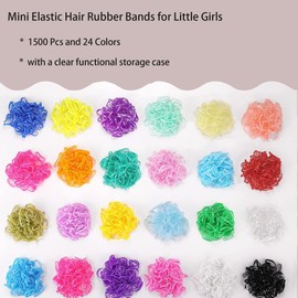 Elastic Hair Ties, Elastic Hair Bands Mini Hair Rubber Bands with Hair Styling Tools Hair Brush, Edge Brush, Rat Tail Comb and Hair Wax Stick (24 Colors Hair Ties)