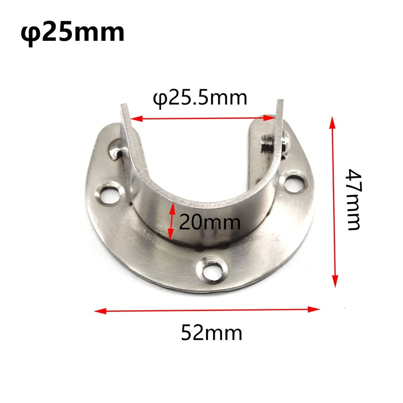 Stainless Steel Rod Flange Holder Bracket 25mm/1 inch Dia.(6 Pieces)