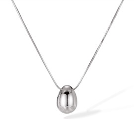 Deelfel Women's Necklace, Water Drop Pendant, Silver, Stainless Steel, Simple Design, Adjustable, For Everyday Use, Present, Mother's Day, Birthday, Stainless Steel, No Gemstone