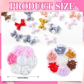 LAJUP 2 Stück Nail Charms, Blumen Nagel Charms 3D Rosa Bogen Nail Art Dekoration,3D Acryl Blumen Nail Gems Mit Weißen Halbperlen Für Frauen Acryl Nagel