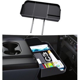 Front Center Console Organzier Headrest Tray Compatible with 2011-2025 2026 Ford F150 F250 F350 F450 F550 F650, Jump Seat Storage Container Box Armrest Table Desk Insert Accessories (Jump Seat Only)