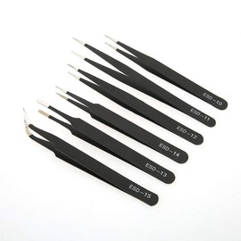 Juego de Pinzas de Precisión, 6 Piezas Pinzas Antiestáticas, Pinzas de Acero Inoxidable Herramientas de Reparación Kit para Artesanía, Joyería, Electrónica, Trabajo de Laboratorio, Cosmetología