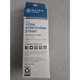 Gaiam EVOLVE By GAIAM Black 6ft Yoga Strap 100% Polyester Brand New